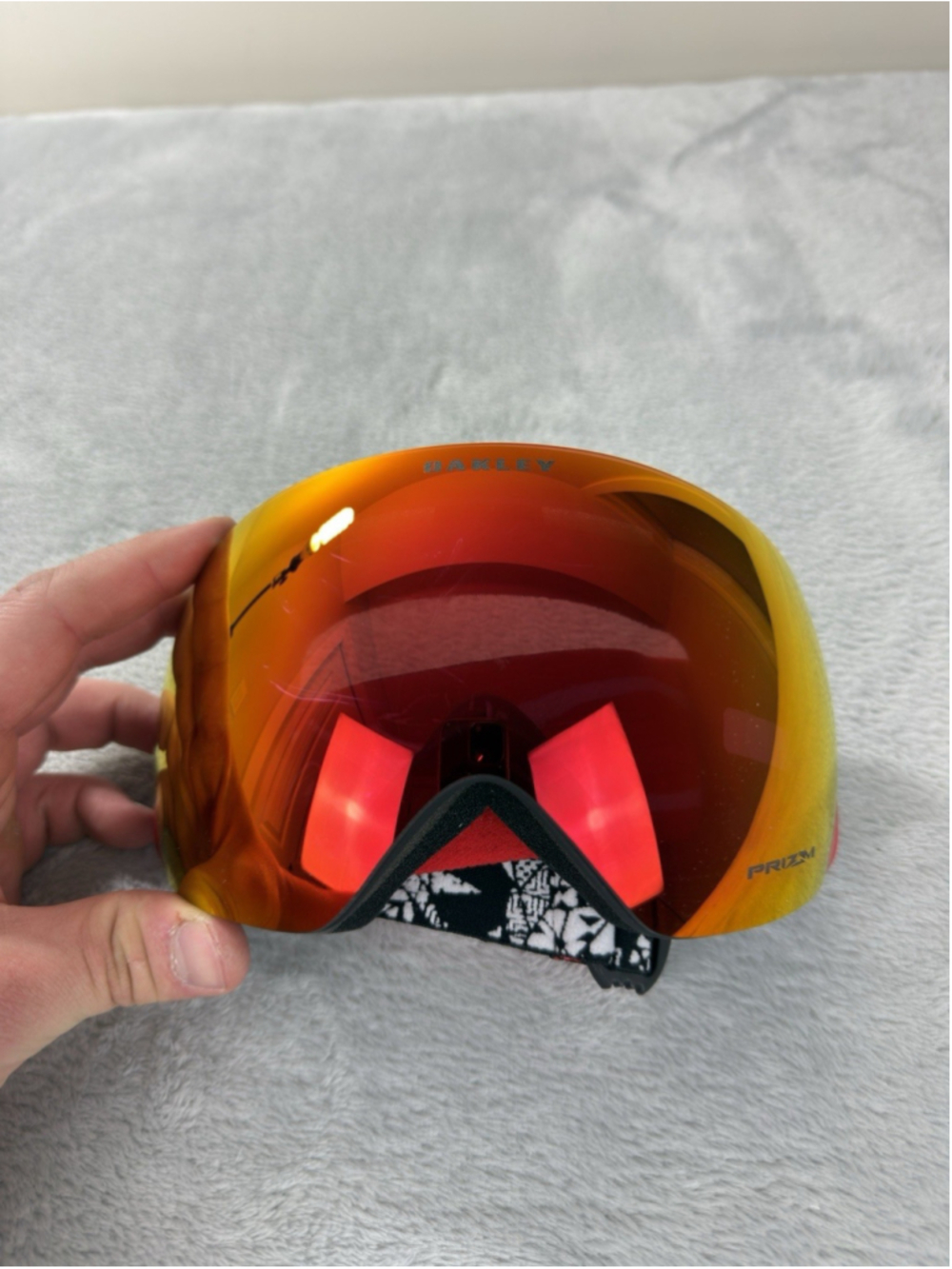Oakley Flight Deck Prizm Iridium Snowboarding Goggles Red Orange